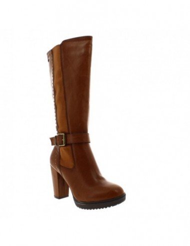 Botas CaÃ±a Alta para mujer marca XTI, color Camel.